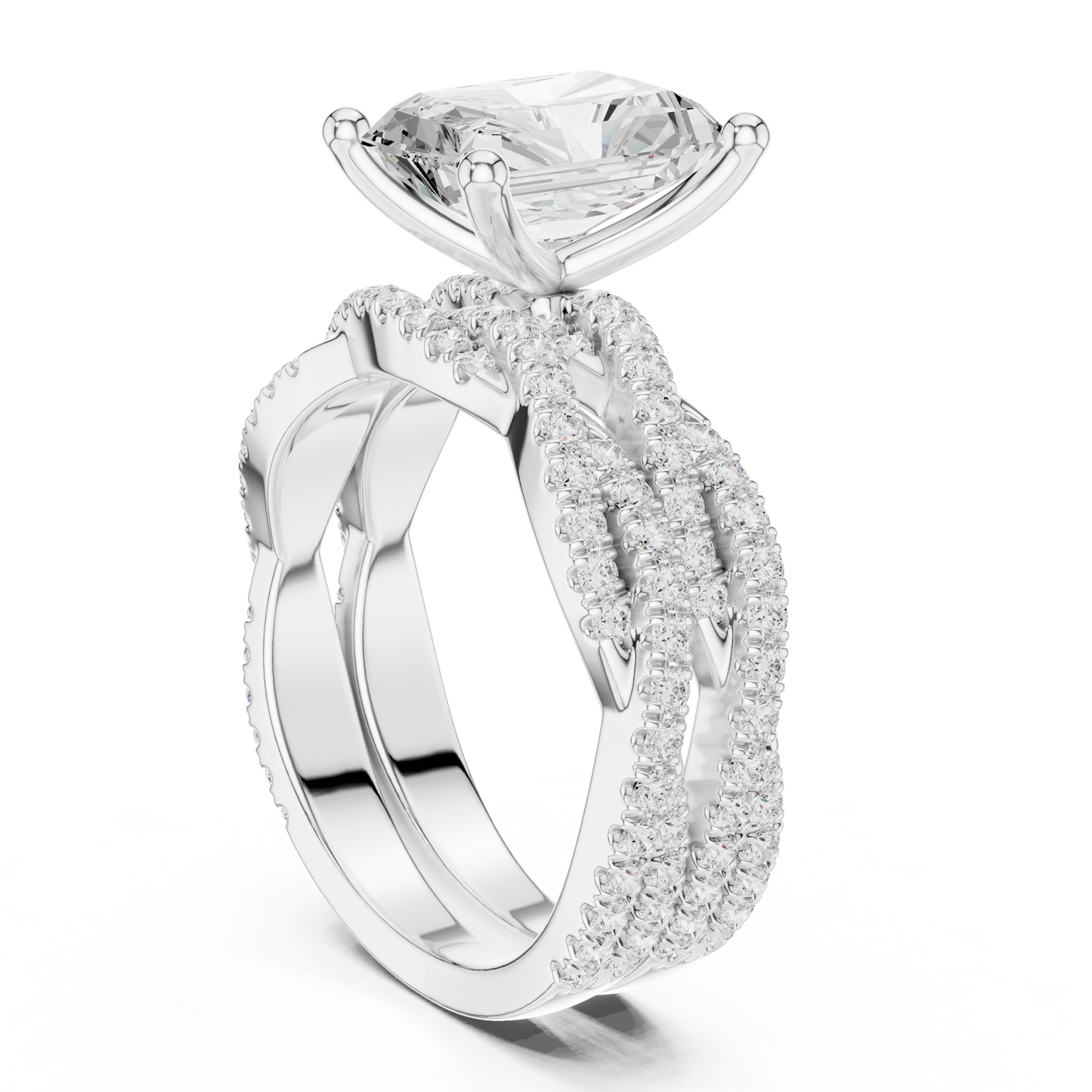 3.23 Carat Radiant Cut Labgrown Diamond Minimalist Solitaire Pav & Side Stones Ring For you In Every Occasion