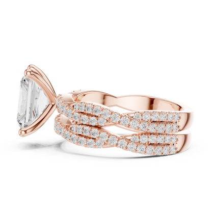 3.23 Carat Radiant Cut Labgrown Diamond Minimalist Solitaire Pav & Side Stones Ring For you In Every Occasion