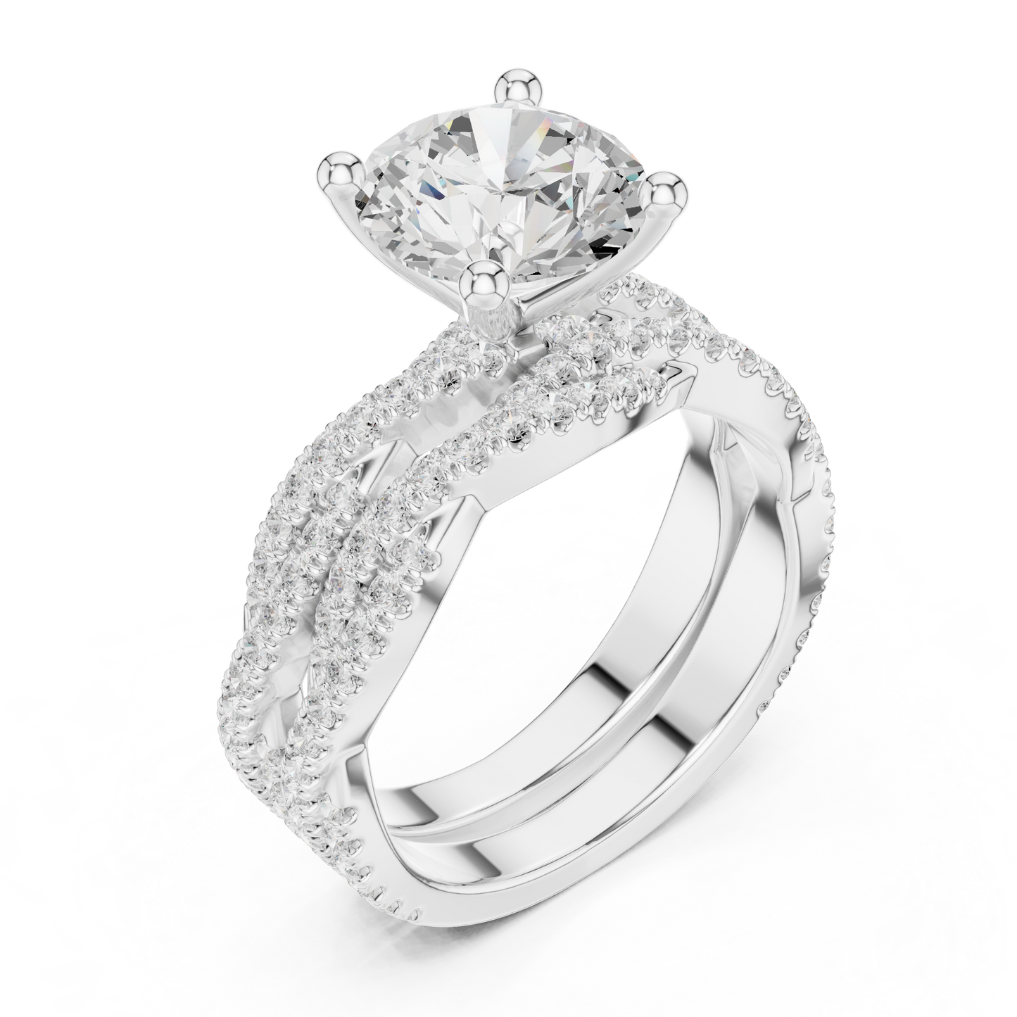 3.23 Carat Round Cut Diamond Ring Minimalist Round Accented Side Stones Ring For you In Every Occasion