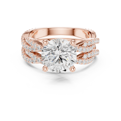 3.23 Carat Round Cut Diamond Ring Minimalist Round Accented Side Stones Ring For you In Every Occasion