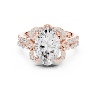 3.58 Ct Oval Marquise & Round Lab Grown Diamond Very Esthetical Party Wear Diamond Ring For Her