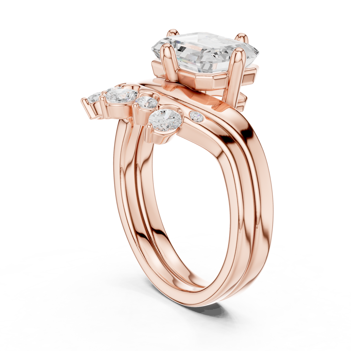 Emerald, Oval & Round Shape Lab grown Diamond unique Shape Different Classic Diamond Ring For Her Women