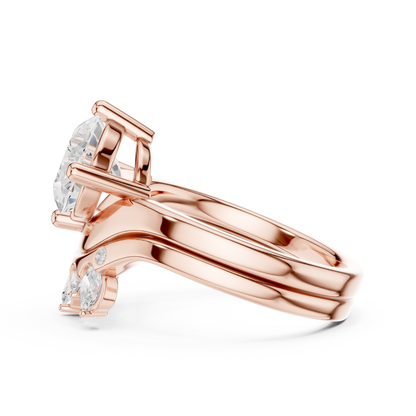 2.97 Ct 14k Solid Gold Oval & Round Shape Diamond With Side Stone Vintage Classic Occasionally Wear Diamond Ring for Girl