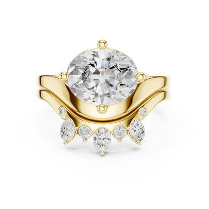 2.97 Ct 14k Solid Gold Oval & Round Shape Diamond With Side Stone Vintage Classic Occasionally Wear Diamond Ring for Girl