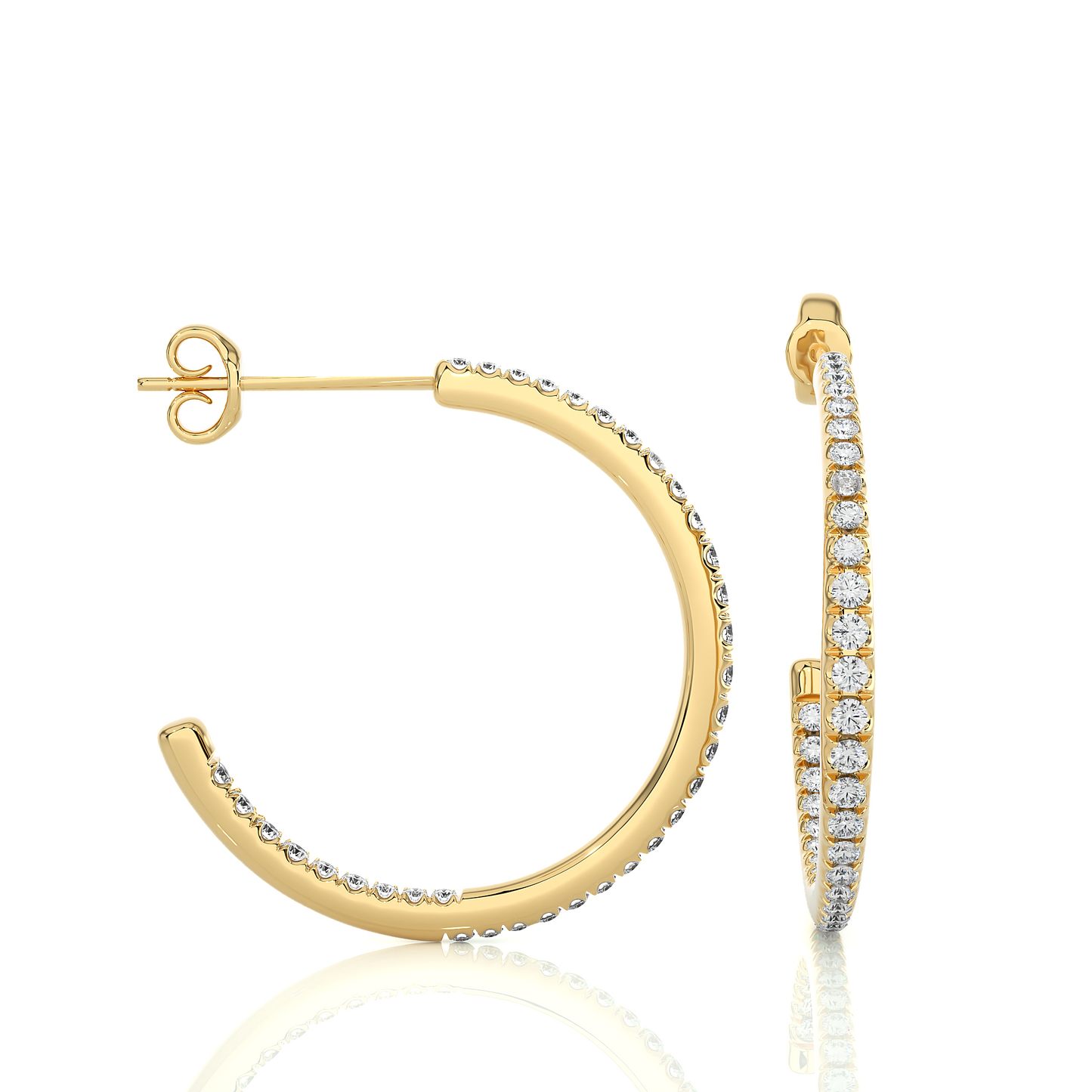14K Gold Huggie Hoop  Diamond Earrings Classic And Comfortable Style Gift For Her