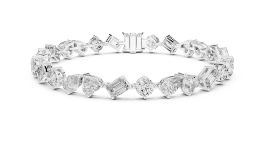 10.29 Ct All Shapes Diamonds 14k Solid Gold Elegant Vintage Classic Tennis Bracelet For Women