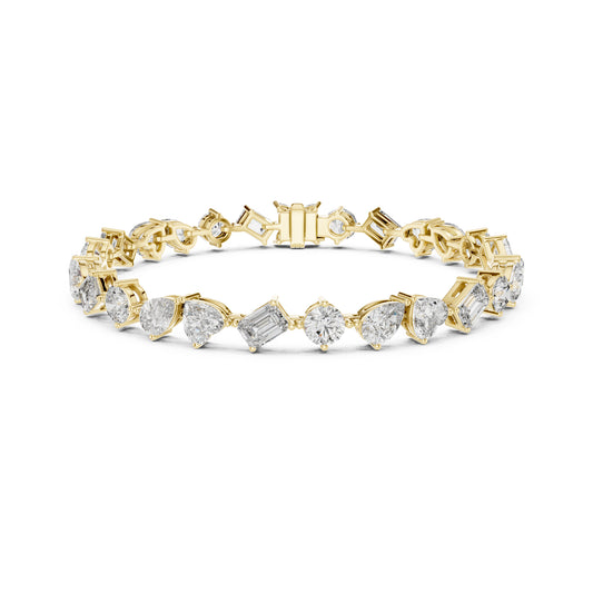 11.72 Ct All Shapes Diamonds 14k Solid Gold Elegant Vintage Classic Tennis Bracelet For Women