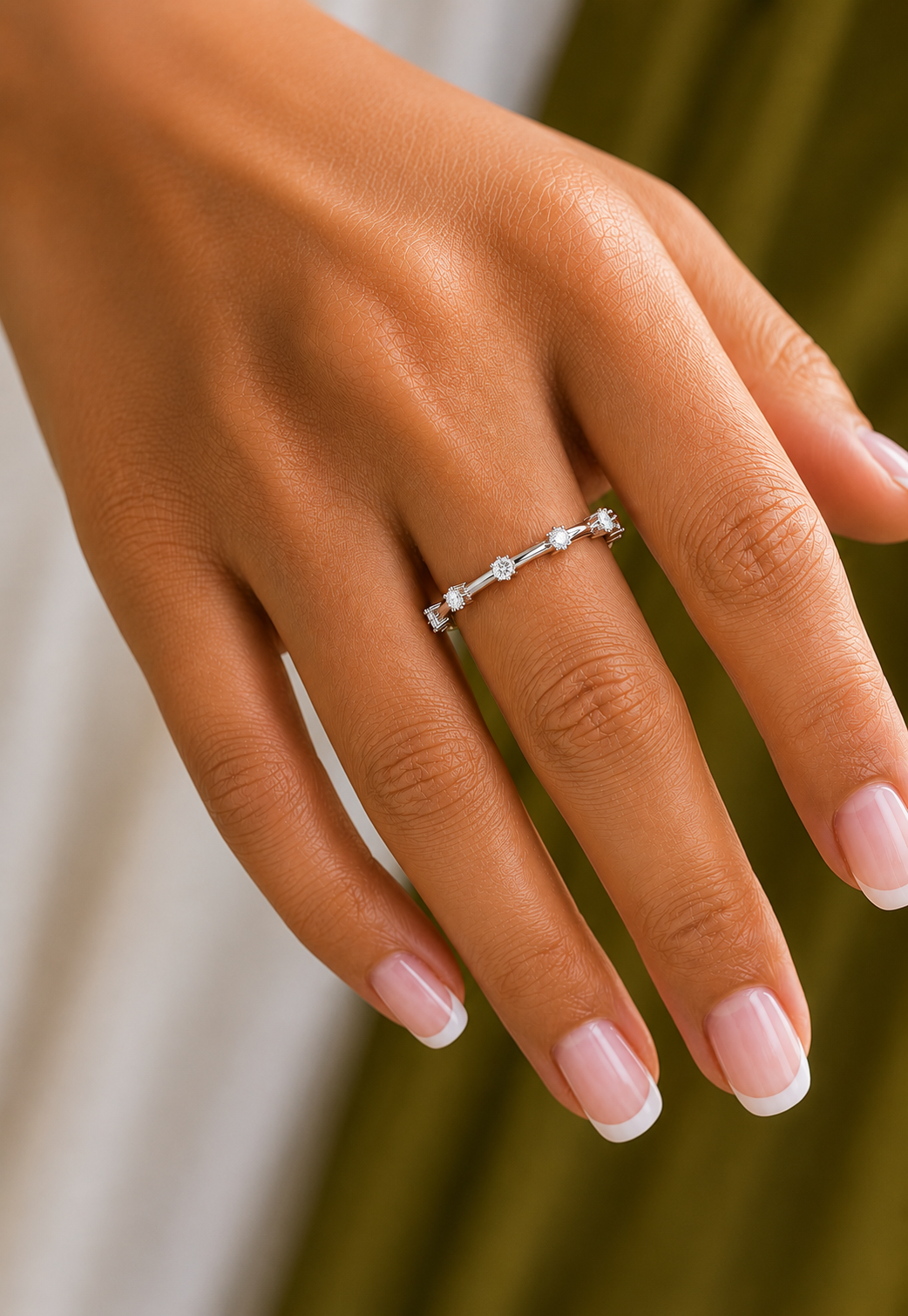 Dainty 0.08 CT Round Diamond Band Ring for Womens Comfortable and Stylish - HIGHCARAT DIAMONDS