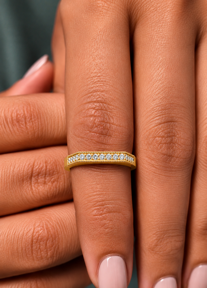 Dainty 0.16 CT Round Cut Colorless Engagement Band Ring Everyday Chic - HIGHCARAT DIAMONDS