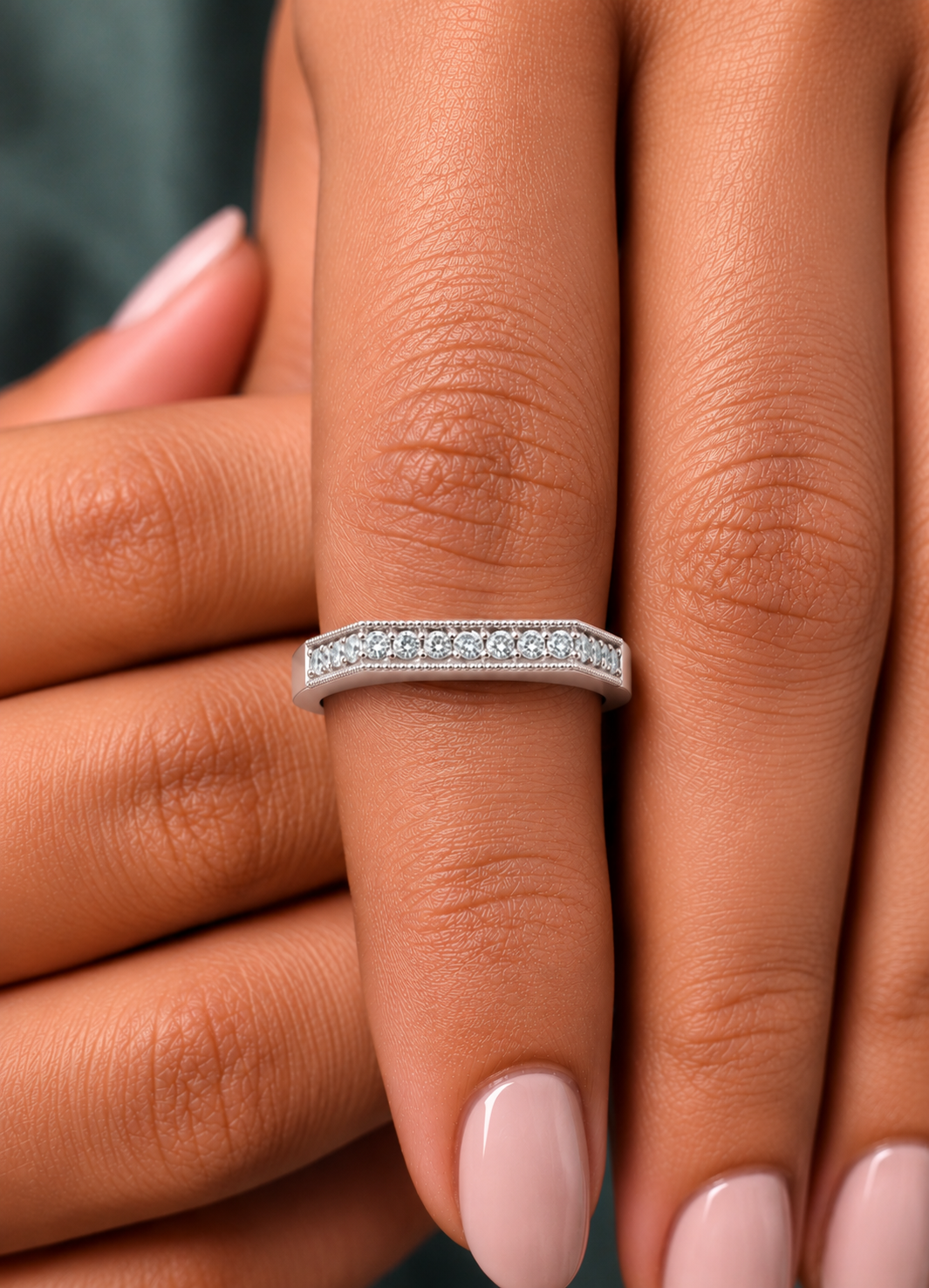 Dainty 0.16 CT Round Cut Colorless Engagement Band Ring Everyday Chic - HIGHCARAT DIAMONDS