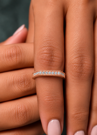 Dainty 0.16 CT Round Cut Colorless Engagement Band Ring Everyday Chic - HIGHCARAT DIAMONDS