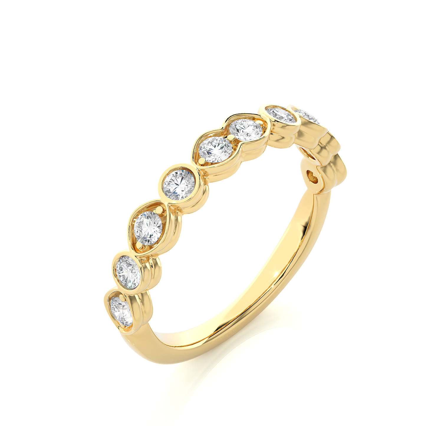 Dainty 10KT Solid Gold Bezel Set Round Shape Diamond Eternity Band Perfect for Daily Wear - HIGHCARAT DIAMONDS