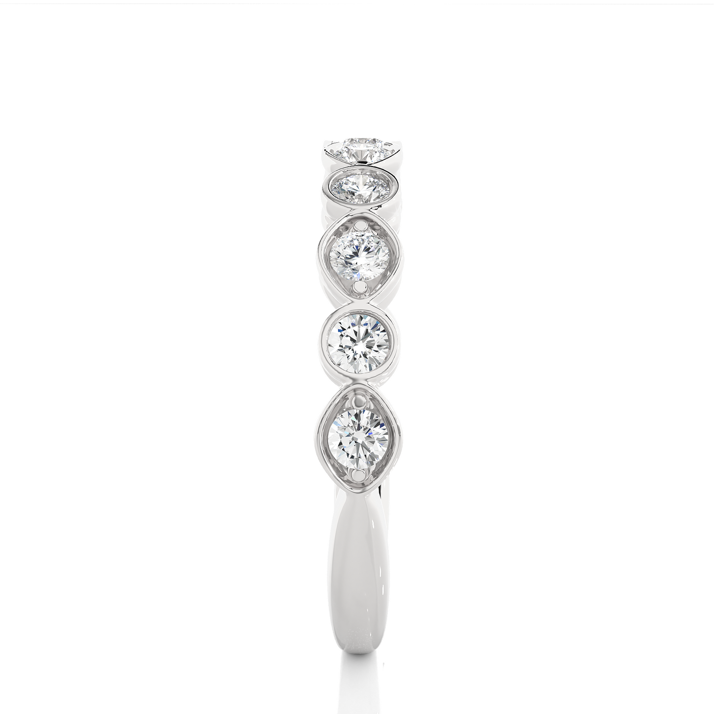 Dainty 10KT Solid Gold Bezel Set Round Shape Diamond Eternity Band Perfect for Daily Wear - HIGHCARAT DIAMONDS