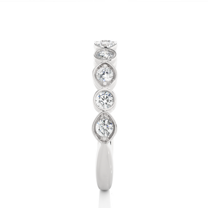 Dainty 10KT Solid Gold Bezel Set Round Shape Diamond Eternity Band Perfect for Daily Wear - HIGHCARAT DIAMONDS