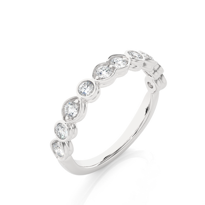 Dainty 10KT Solid Gold Bezel Set Round Shape Diamond Eternity Band Perfect for Daily Wear - HIGHCARAT DIAMONDS