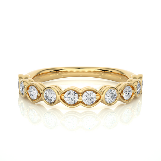 Dainty 10KT Solid Gold Bezel Set Round Shape Diamond Eternity Band Perfect for Daily Wear - HIGHCARAT DIAMONDS
