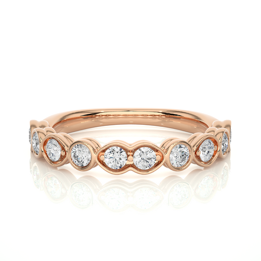 Dainty 10KT Solid Gold Bezel Set Round Shape Diamond Eternity Band Perfect for Daily Wear - HIGHCARAT DIAMONDS