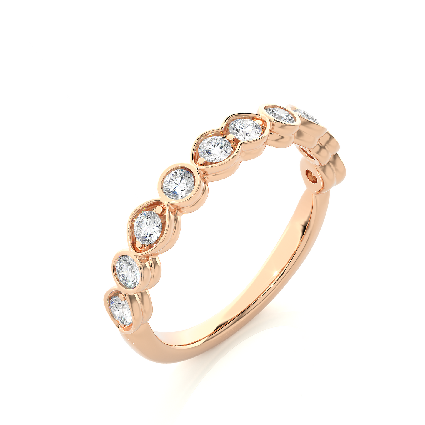 Dainty 10KT Solid Gold Bezel Set Round Shape Diamond Eternity Band Perfect for Daily Wear - HIGHCARAT DIAMONDS