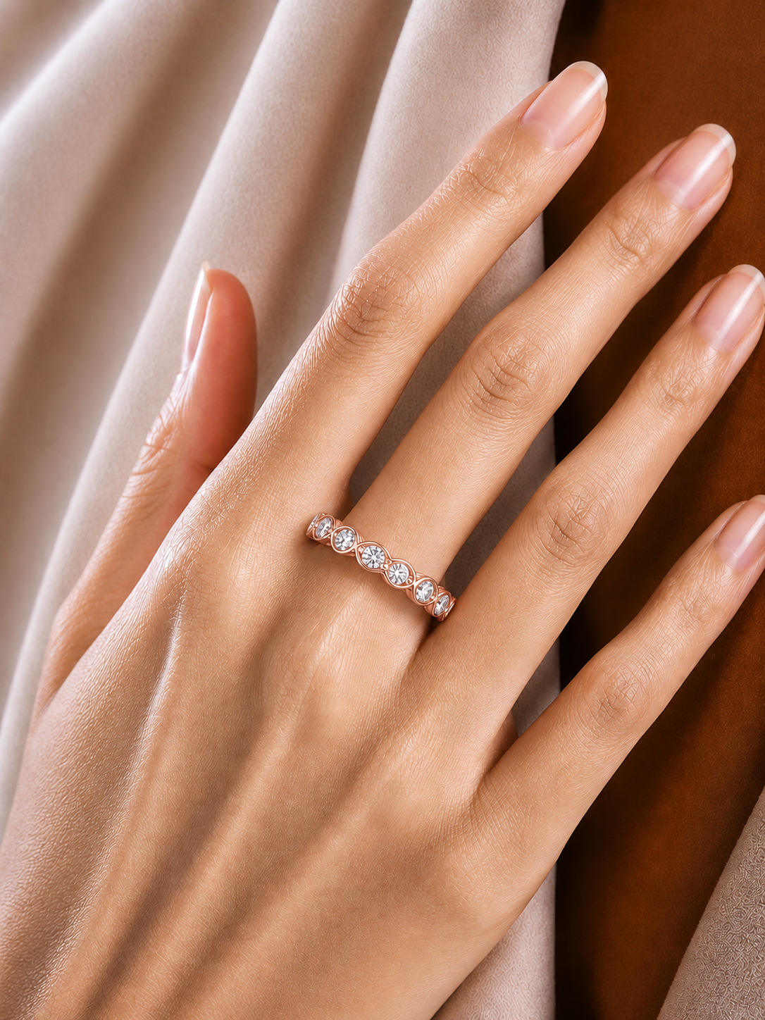 Dainty 10KT Solid Gold Bezel Set Round Shape Diamond Eternity Band Perfect for Daily Wear - HIGHCARAT DIAMONDS