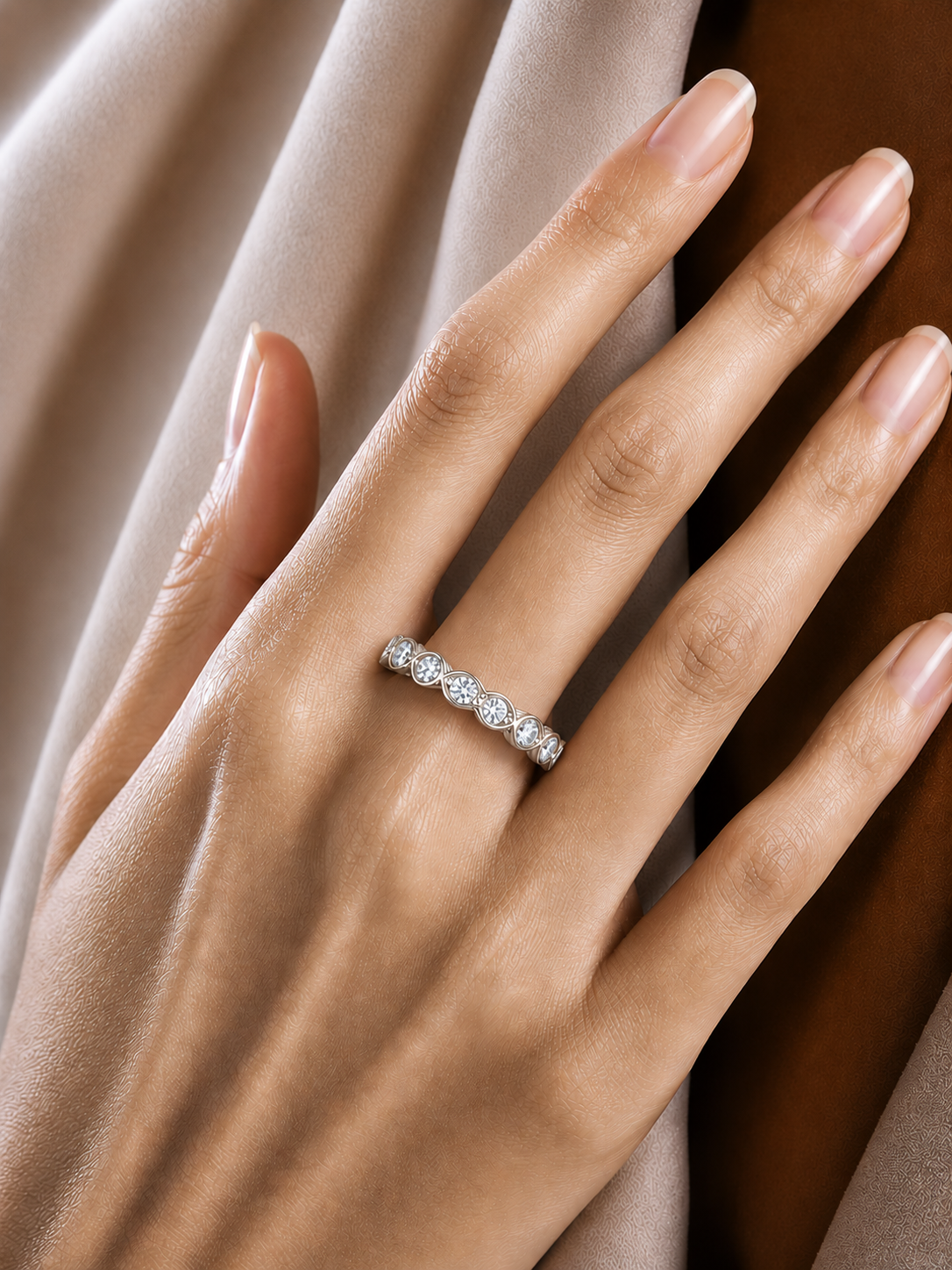 Dainty 10KT Solid Gold Bezel Set Round Shape Diamond Eternity Band Perfect for Daily Wear - HIGHCARAT DIAMONDS