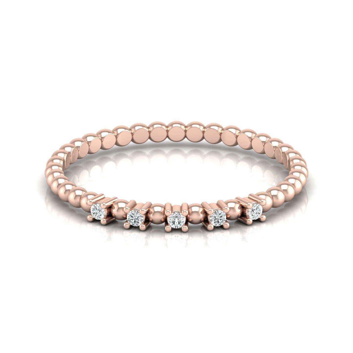 Dainty Diamond Beaded Band Ring for Women 14K Solid White Gold  Stackable Everyday Ring - HIGHCARAT DIAMONDS