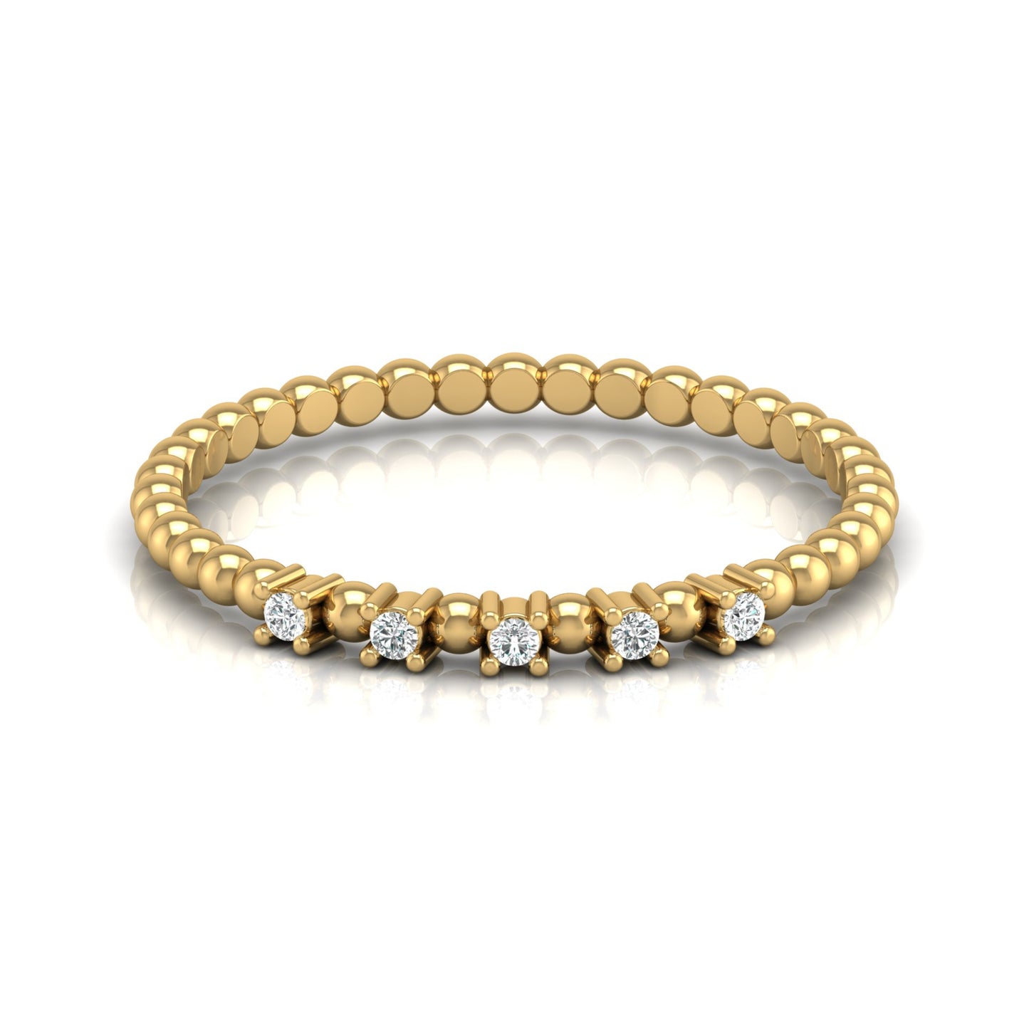 Dainty Diamond Beaded Band Ring for Women 14K Solid White Gold  Stackable Everyday Ring - HIGHCARAT DIAMONDS