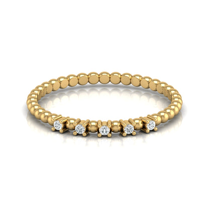 Dainty Diamond Beaded Band Ring for Women 14K Solid White Gold  Stackable Everyday Ring - HIGHCARAT DIAMONDS