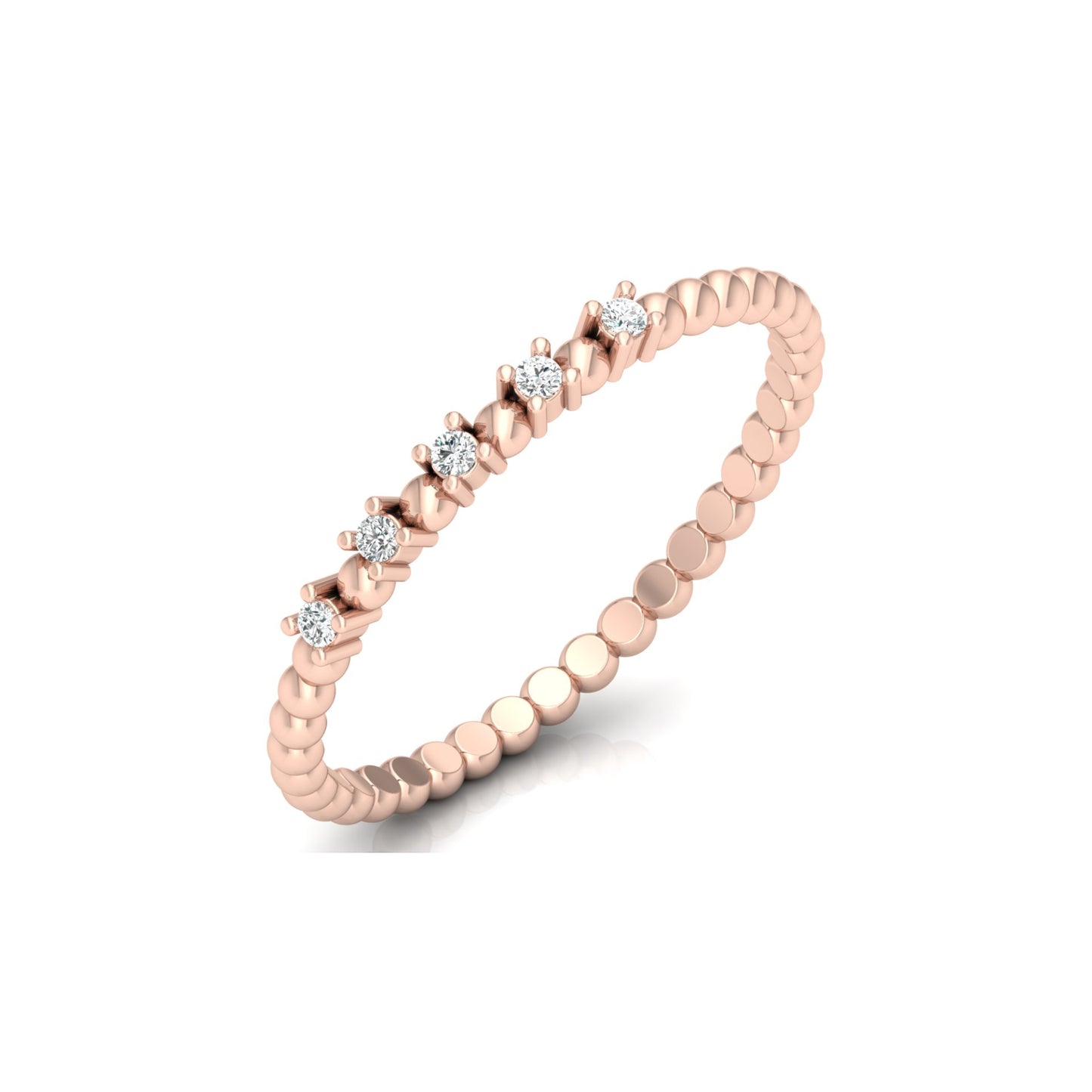 Dainty Diamond Beaded Band Ring for Women 14K Solid White Gold  Stackable Everyday Ring - HIGHCARAT DIAMONDS