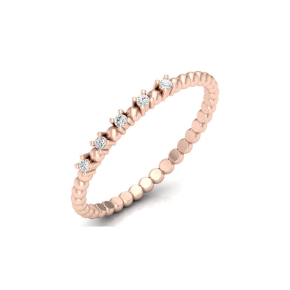 Dainty Diamond Beaded Band Ring for Women 14K Solid White Gold  Stackable Everyday Ring - HIGHCARAT DIAMONDS