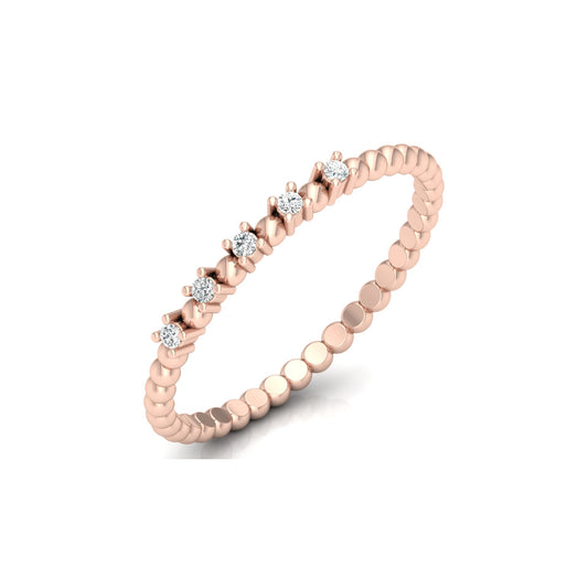 Dainty Diamond Beaded Band Ring for Women 14K Solid White Gold  Stackable Everyday Ring - HIGHCARAT DIAMONDS