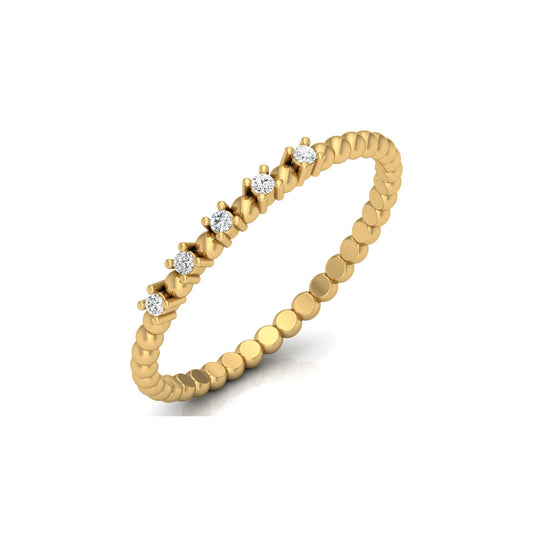 Dainty Diamond Beaded Band Ring for Women 14K Solid White Gold  Stackable Everyday Ring - HIGHCARAT DIAMONDS