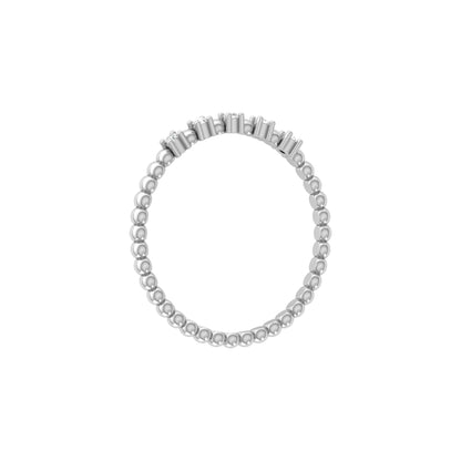 Dainty Diamond Beaded Band Ring for Women 14K Solid White Gold  Stackable Everyday Ring - HIGHCARAT DIAMONDS