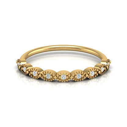 Dainty Diamond Cluster Band Ring for Women's Stackable Vintage Wedding Ring In 14K Solid Gold - HIGHCARAT DIAMONDS