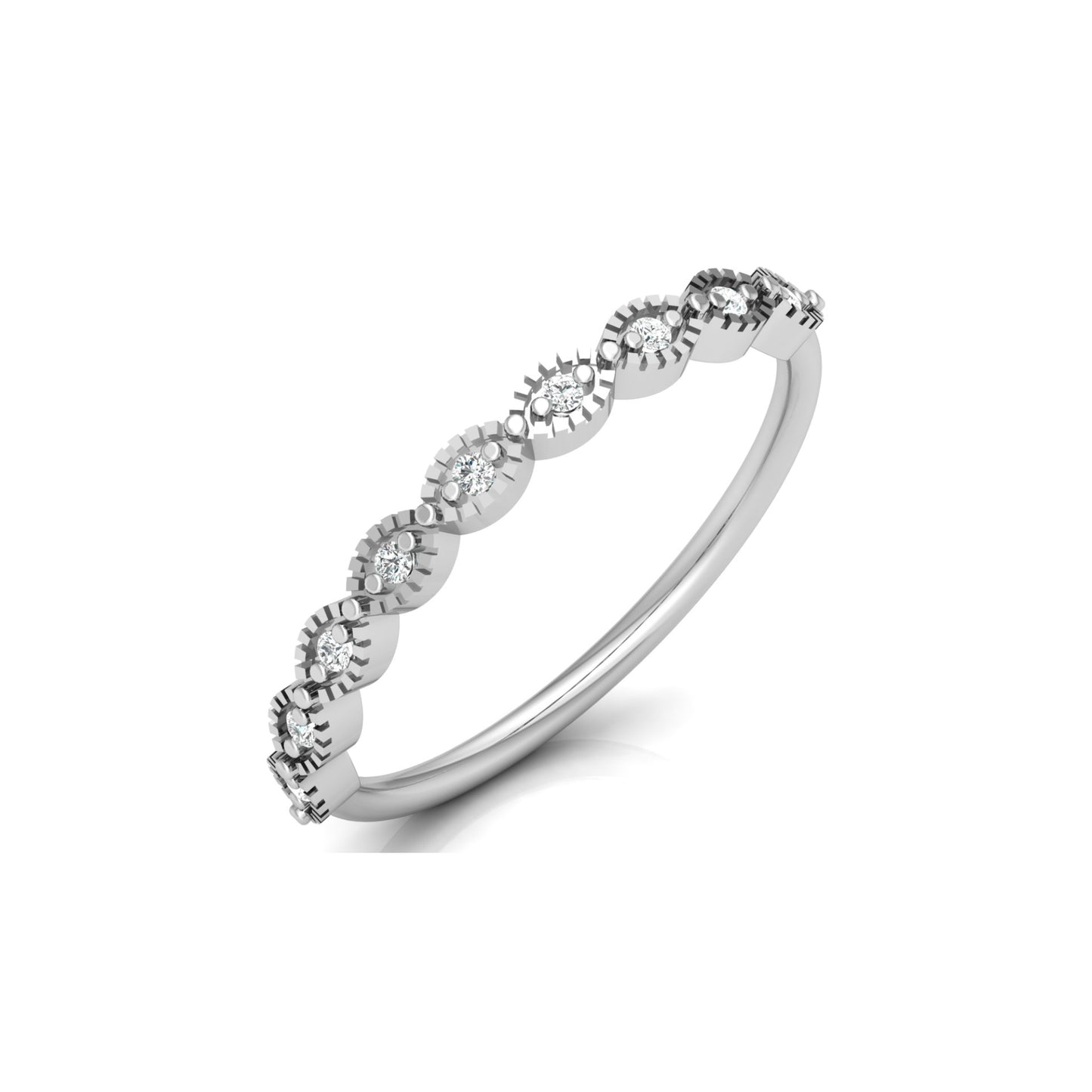 Dainty Diamond Cluster Band Ring for Women's Stackable Vintage Wedding Ring In 14K Solid Gold - HIGHCARAT DIAMONDS