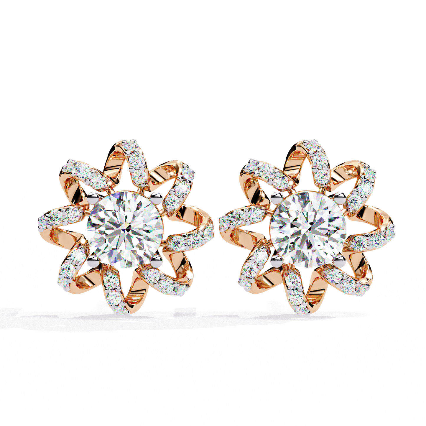 Dainty Flower Shape 1.93Ct Round Cut Lab Grown Diamond Antique Elegant Handmade Stud Earring For Women's - HIGHCARAT DIAMONDS