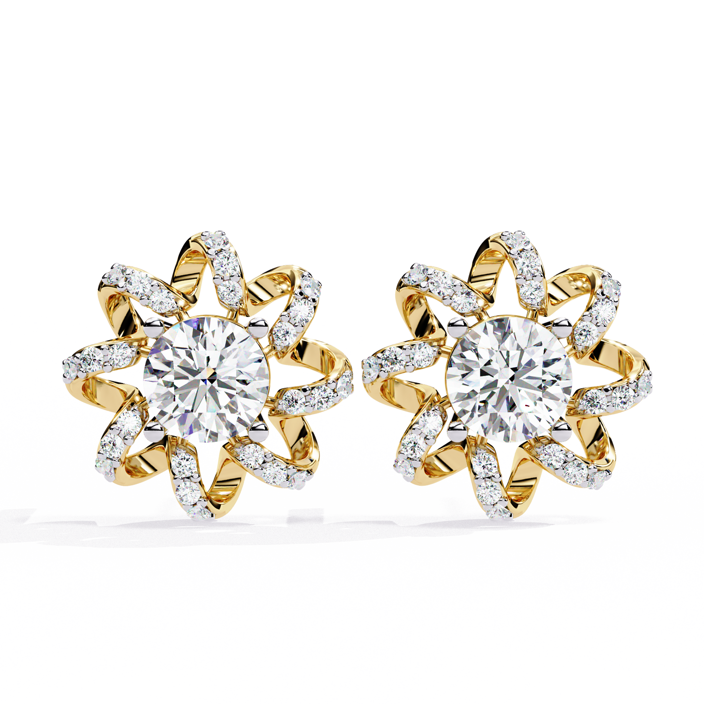 Dainty Flower Shape 1.93Ct Round Cut Lab Grown Diamond Antique Elegant Handmade Stud Earring For Women's - HIGHCARAT DIAMONDS