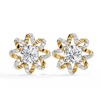 Dainty Flower Shape 1.93Ct Round Cut Lab Grown Diamond Antique Elegant Handmade Stud Earring For Women's - HIGHCARAT DIAMONDS