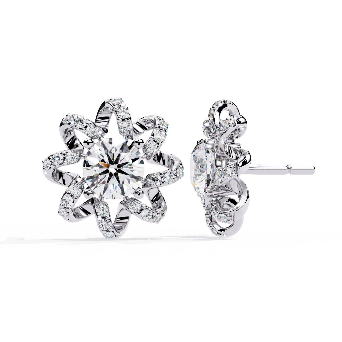 Dainty Flower Shape 1.93Ct Round Cut Lab Grown Diamond Antique Elegant Handmade Stud Earring For Women's - HIGHCARAT DIAMONDS