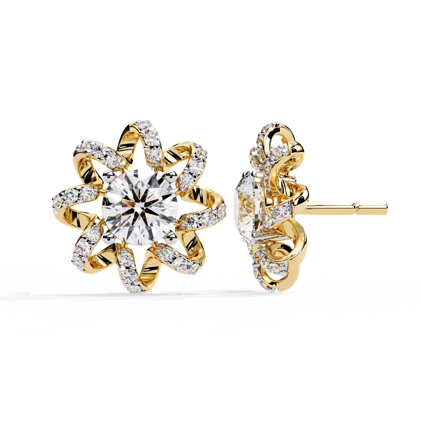 Dainty Flower Shape 1.93Ct Round Cut Lab Grown Diamond Antique Elegant Handmade Stud Earring For Women's - HIGHCARAT DIAMONDS