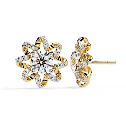 Dainty Flower Shape 1.93Ct Round Cut Lab Grown Diamond Antique Elegant Handmade Stud Earring For Women's - HIGHCARAT DIAMONDS