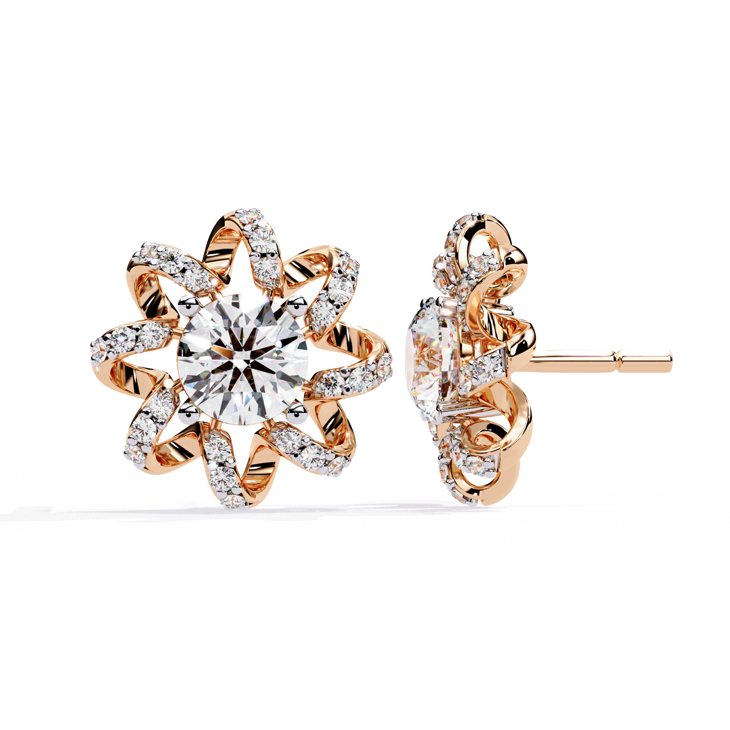Dainty Flower Shape 1.93Ct Round Cut Lab Grown Diamond Antique Elegant Handmade Stud Earring For Women's - HIGHCARAT DIAMONDS