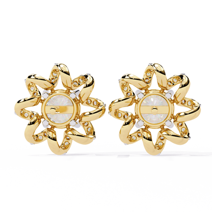 Dainty Flower Shape 1.93Ct Round Cut Lab Grown Diamond Antique Elegant Handmade Stud Earring For Women's - HIGHCARAT DIAMONDS