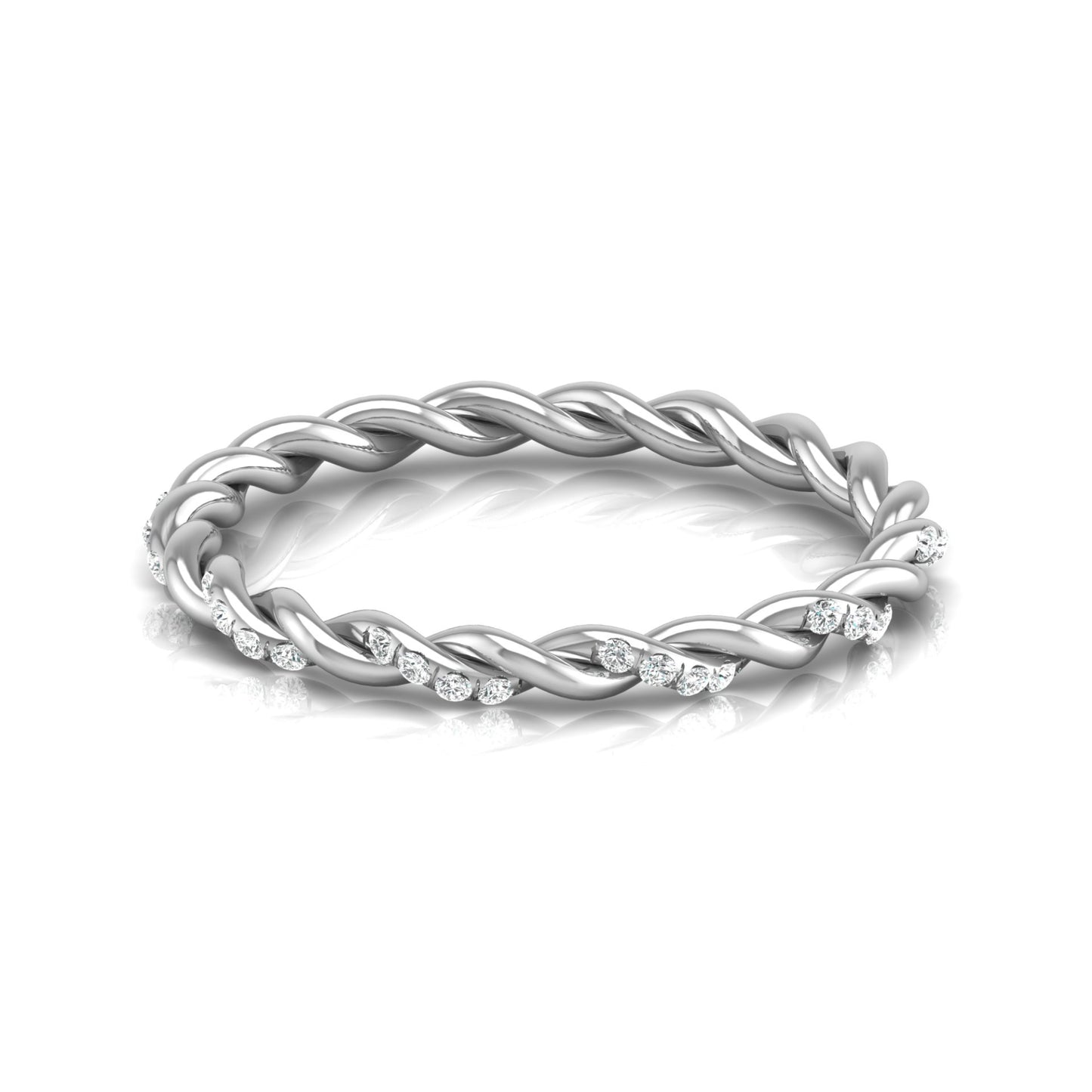 Dainty Twisted Diamond Band Ring for Women's Minimalist Stackable Ring In 14K Solid Gold - HIGHCARAT DIAMONDS