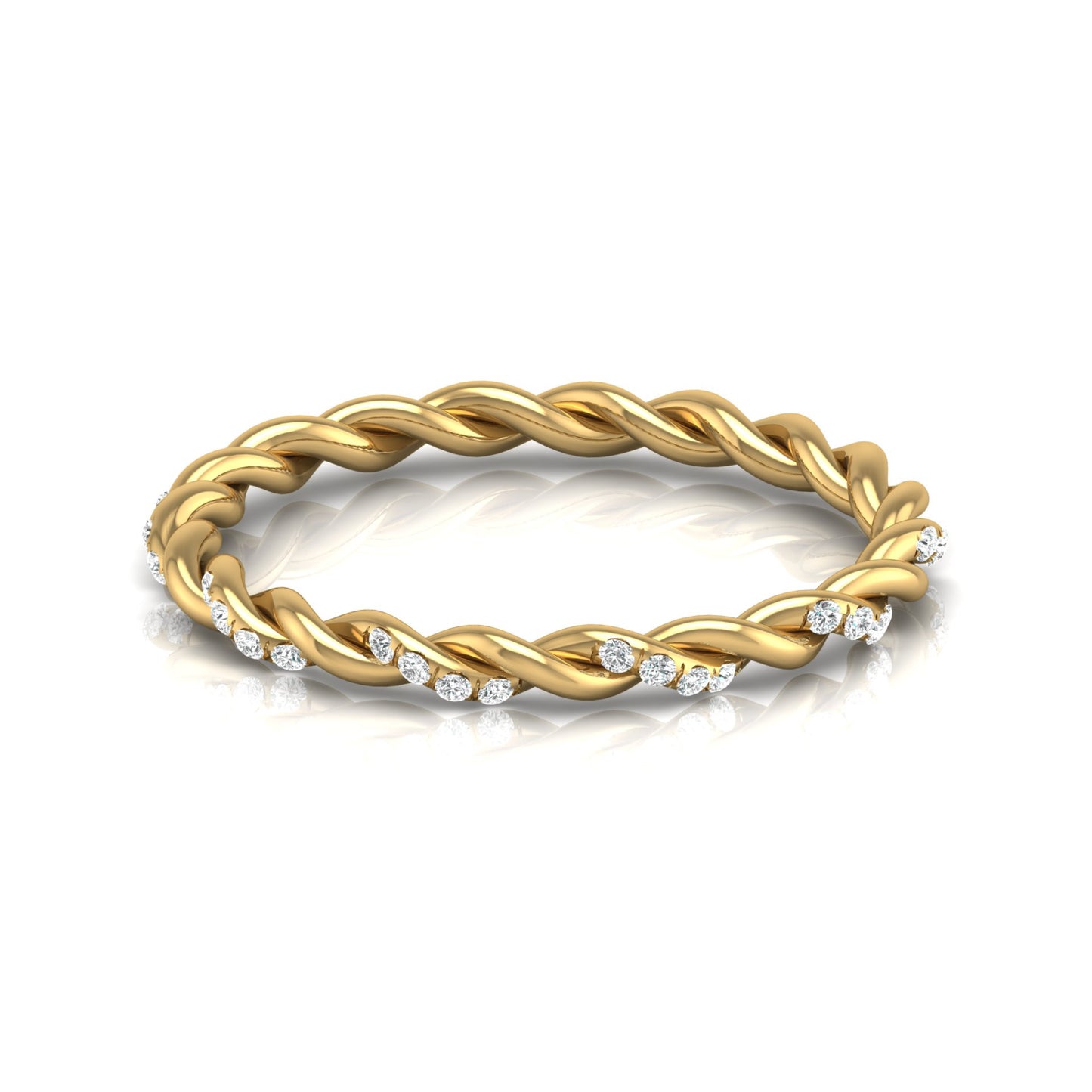 Dainty Twisted Diamond Band Ring for Women's Minimalist Stackable Ring In 14K Solid Gold - HIGHCARAT DIAMONDS