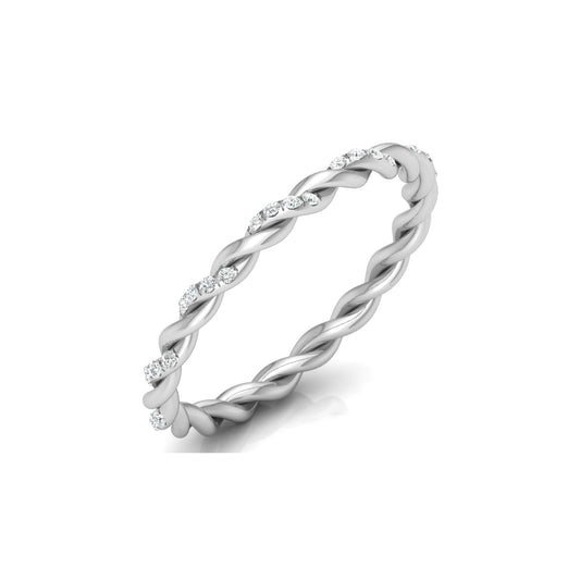 Dainty Twisted Diamond Band Ring for Women's Minimalist Stackable Ring In 14K Solid Gold - HIGHCARAT DIAMONDS