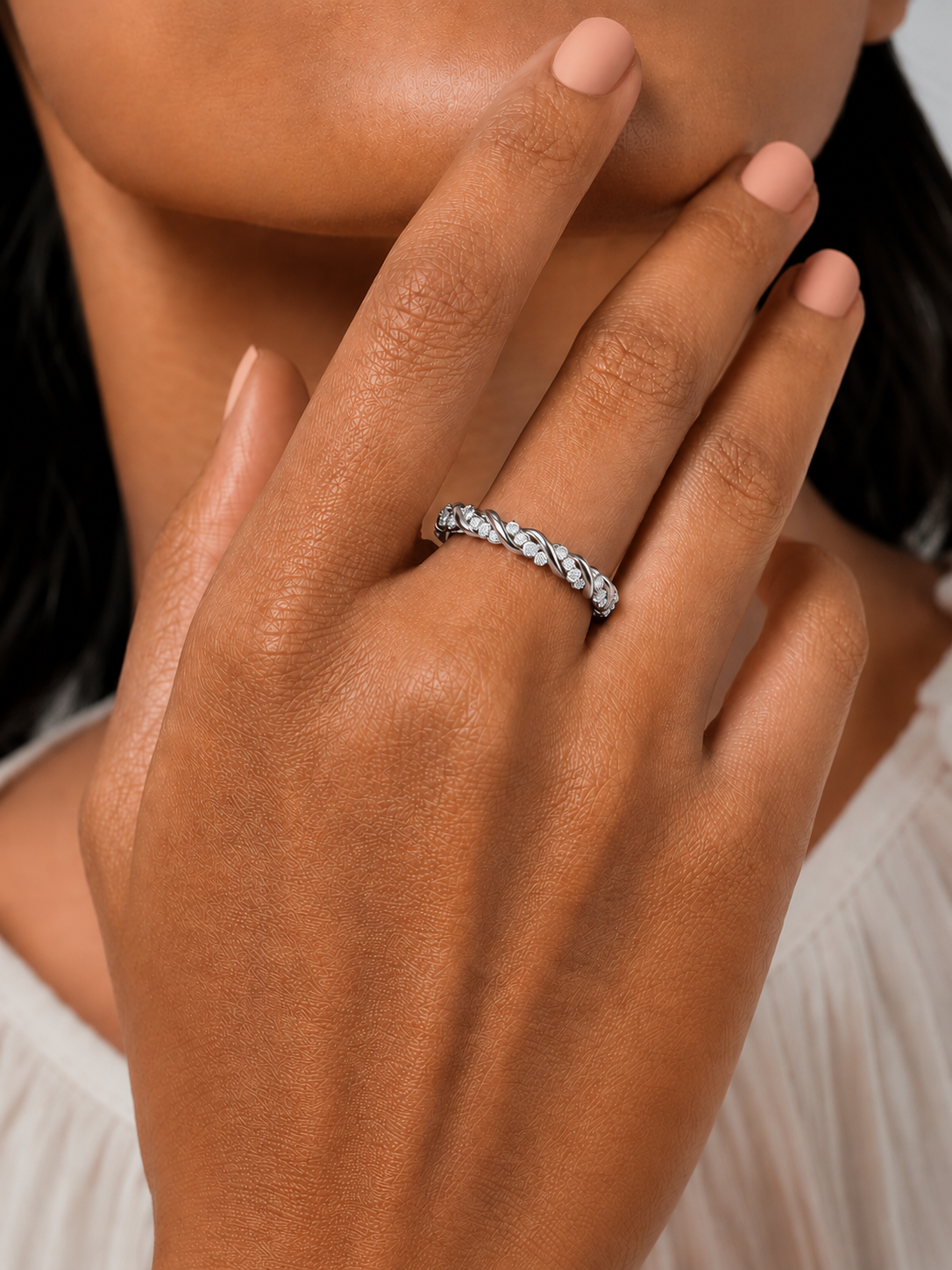 Dainty Twisted Diamond Stackable Band Ring In 14K Solid Gold - HIGHCARAT DIAMONDS