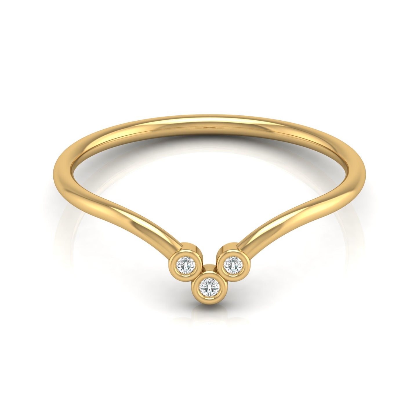 Dainty V-Shape Diamond Ring In 14K Solid White Gold Minimalist & Elegant Stackable Band