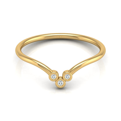 Dainty V-Shape Diamond Ring In 14K Solid White Gold Minimalist & Elegant Stackable Band