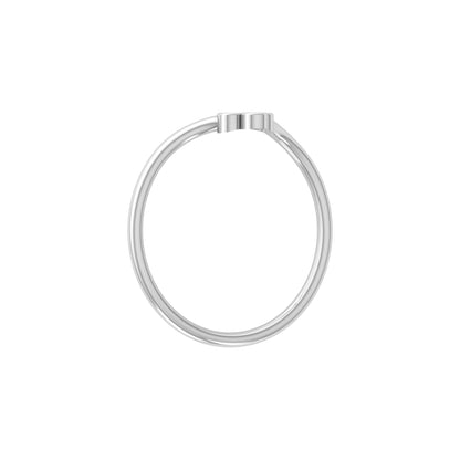 Dainty V-Shape Diamond Ring In 14K Solid White Gold Minimalist & Elegant Stackable Band