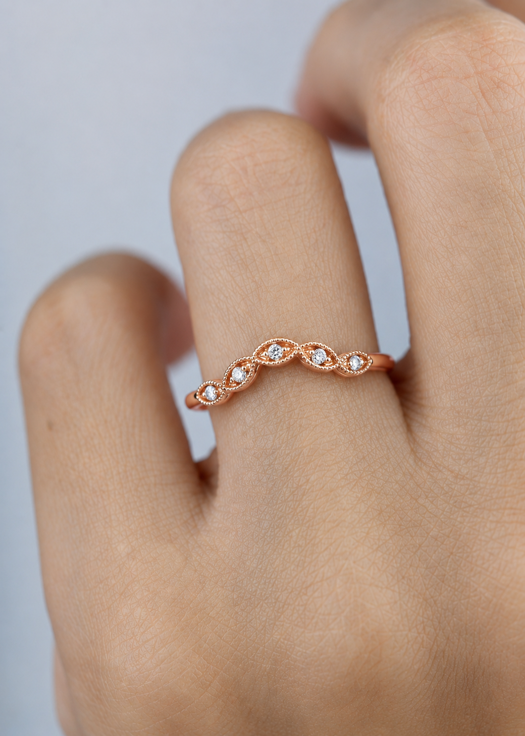 Dainty Vintage V-Shape Princess Crown Diamond Ring Elegant Gift for Her In 14K Solid Gold - HIGHCARAT DIAMONDS
